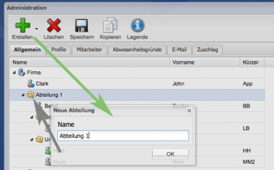 Abteilung anlegen