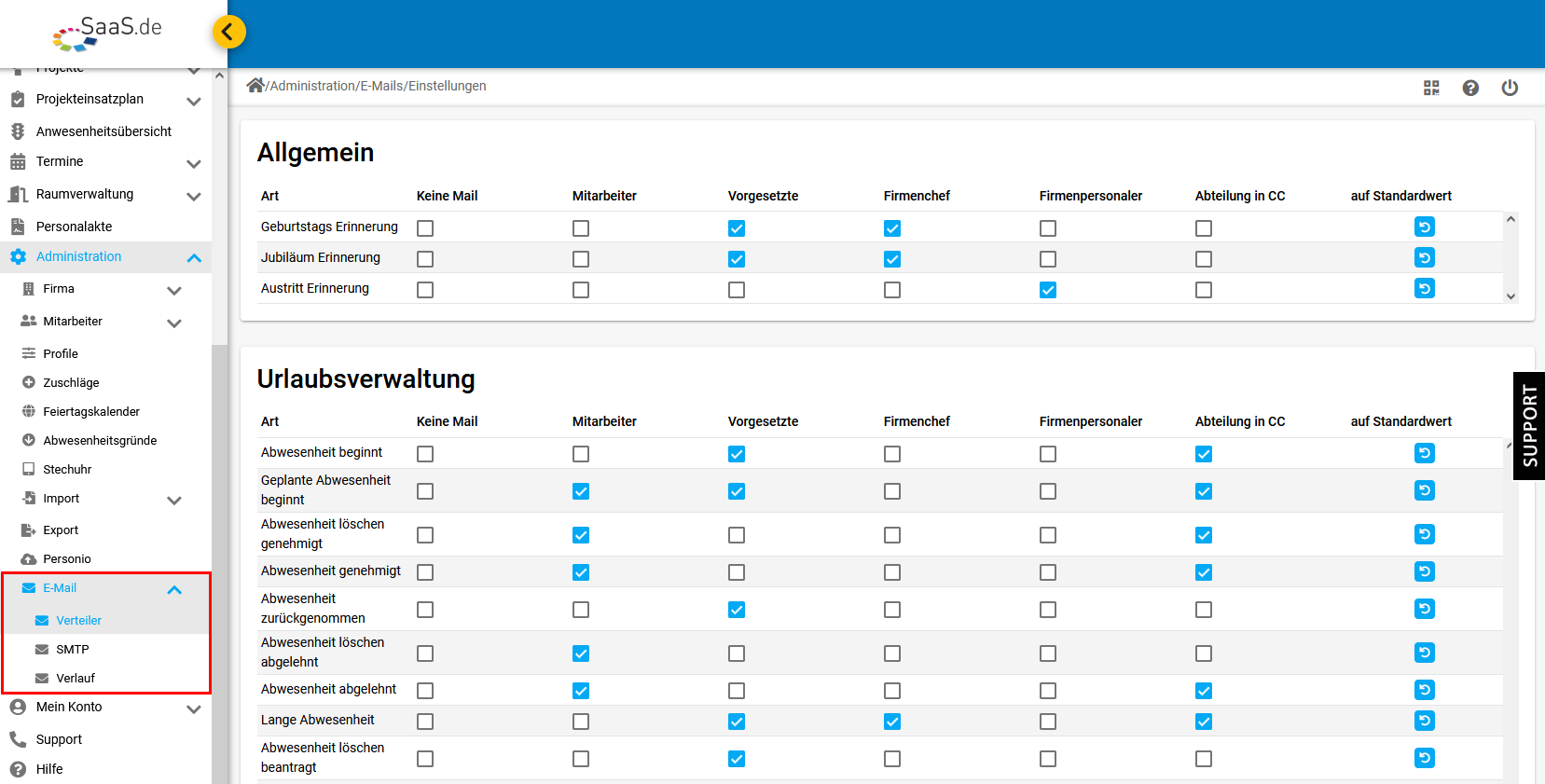 E-Maileinstellung