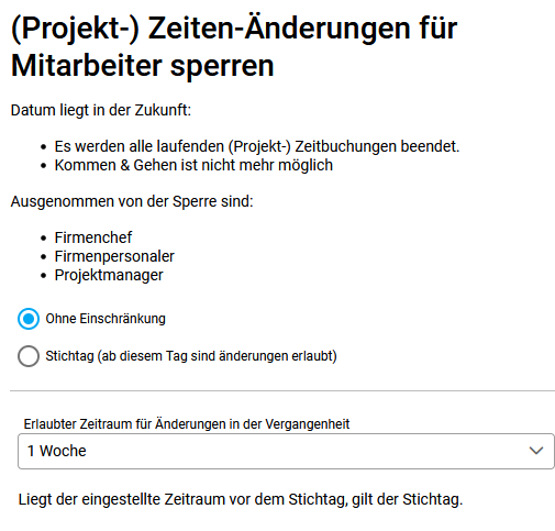 Projektzeit-Änderung sperren