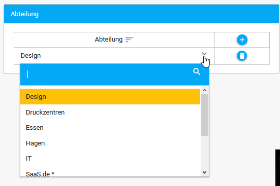 Abteilung auswählen