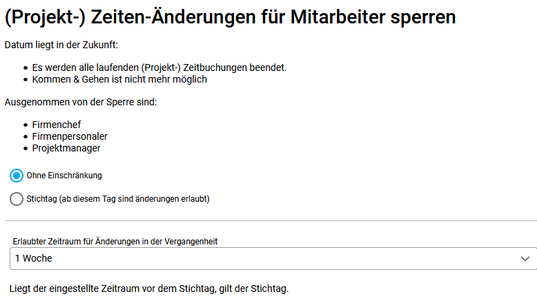 Card Projekt-Zeiten-Änderungen für Mitarbeiter sperren