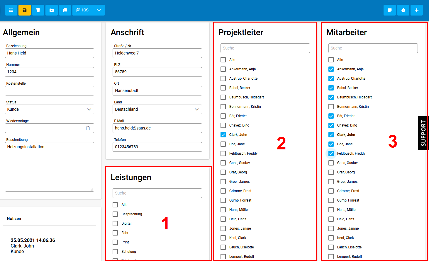 Detaillierte Kundeninfos