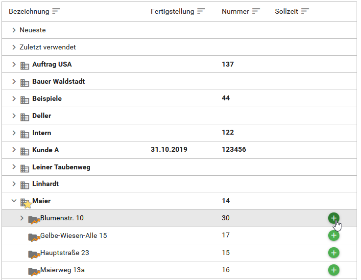 Projekt auswählen