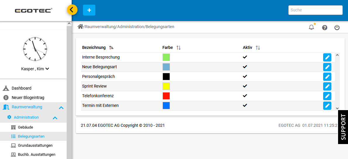 Uebersicht Belegungsarten