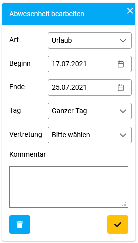 Abwesenheit bearbeiten