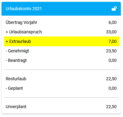 Extraurlaub Urlaubskonto