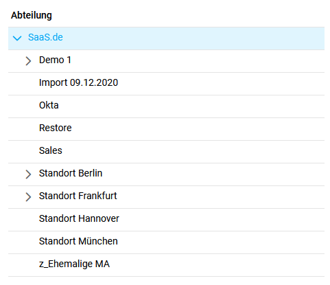 Abteilung auswählen