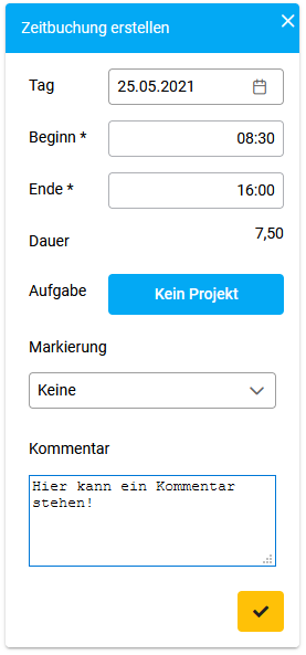 Zeitbuchung erstellen