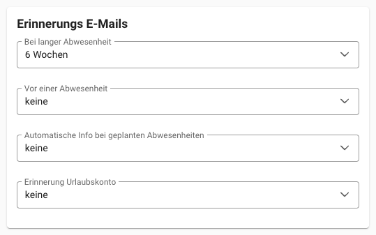 Urlausverwaltung - Erinnerungs E-Mails