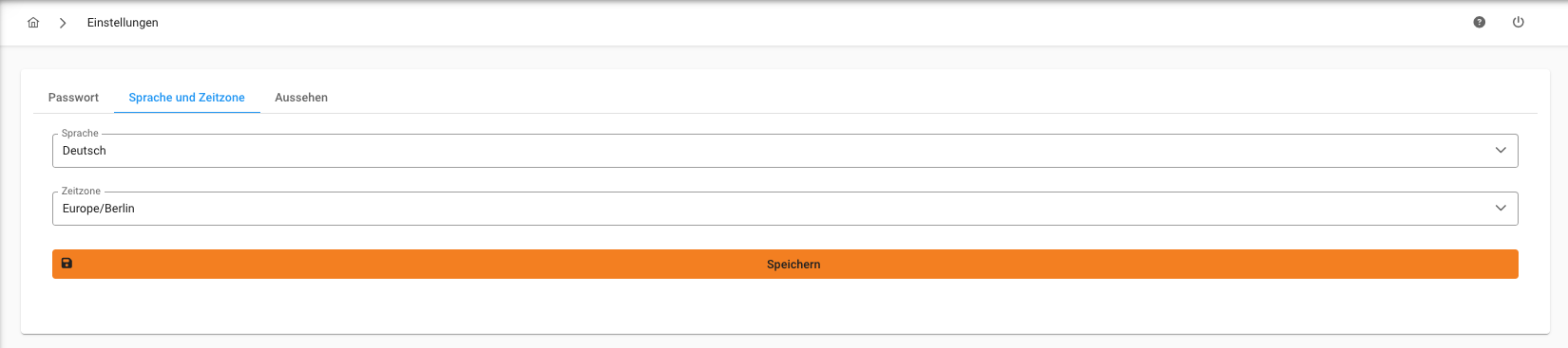 Einstellungen - Sprache und Zeitzone