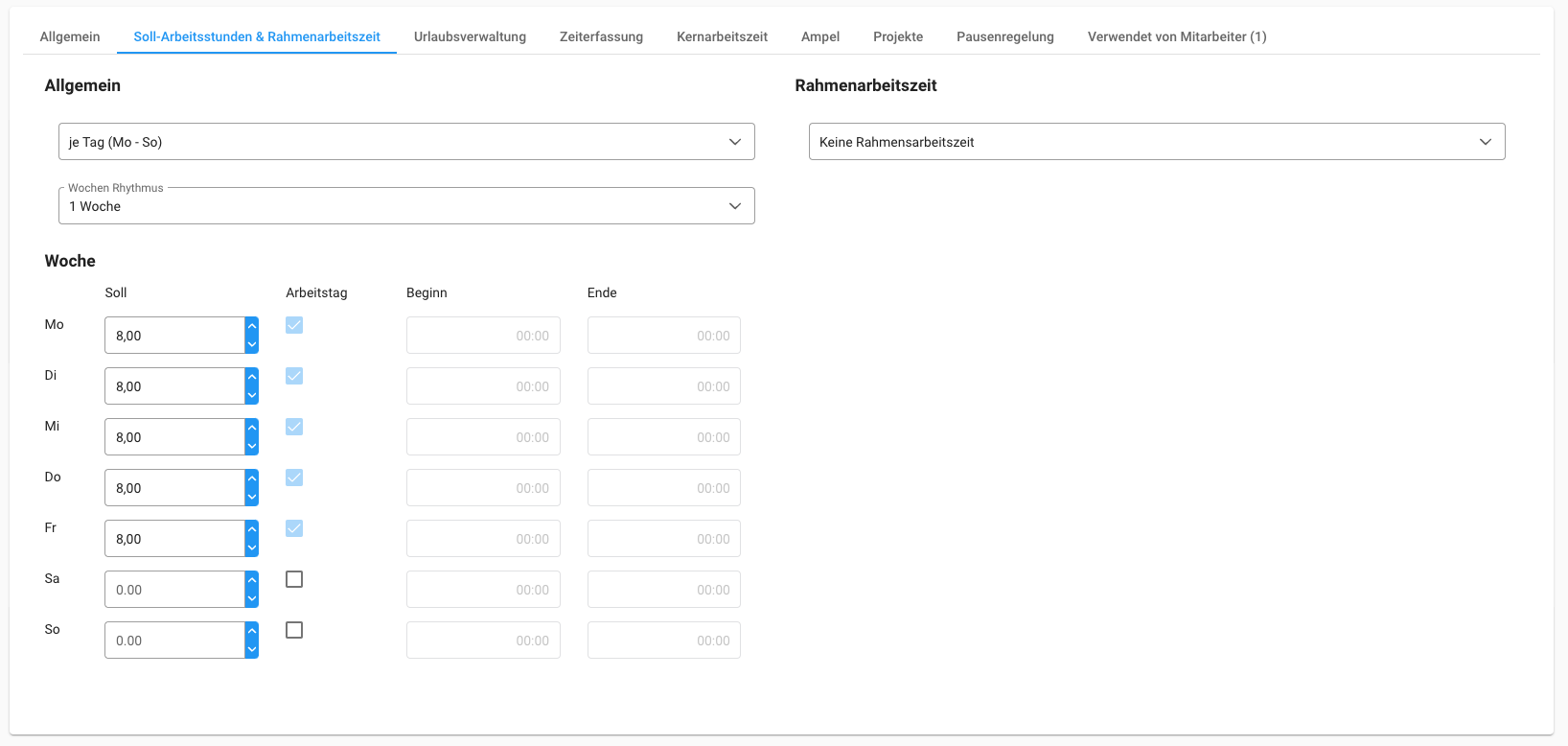 SOll-Arbeitsstunden und Rahmenarbeitszeit